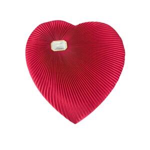 Vtg Russell Stover Valentine Heart Chocolate Candy Box Red fabric w jewel